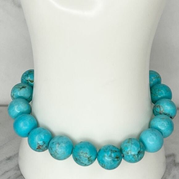 Faux Turquoise Bubble Beaded Stretch Bracelet - Picture 6 of 7